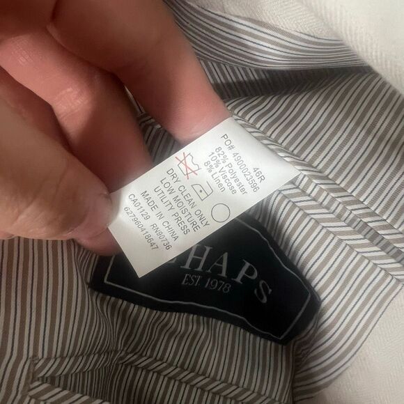 Chaps NWT Off White Two-Button Long Sleeve Single Breasted Blazer Jacket Size 46 - Picture 7 of 8